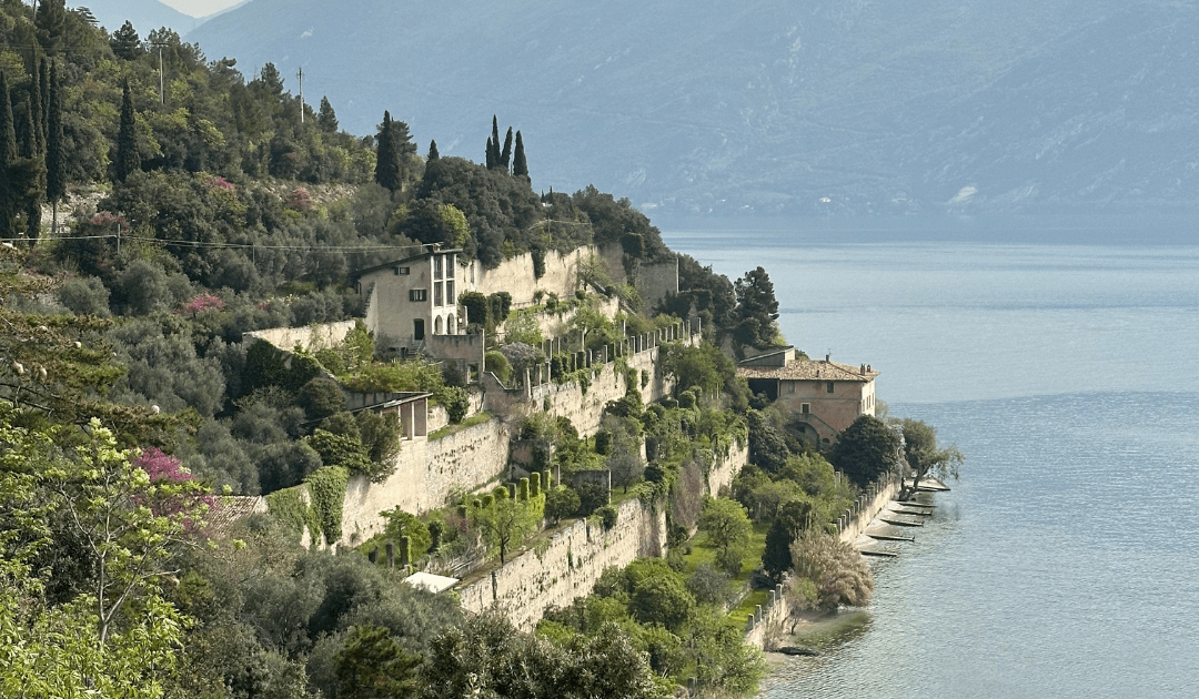 Houses on a cliffside in Lake Garda