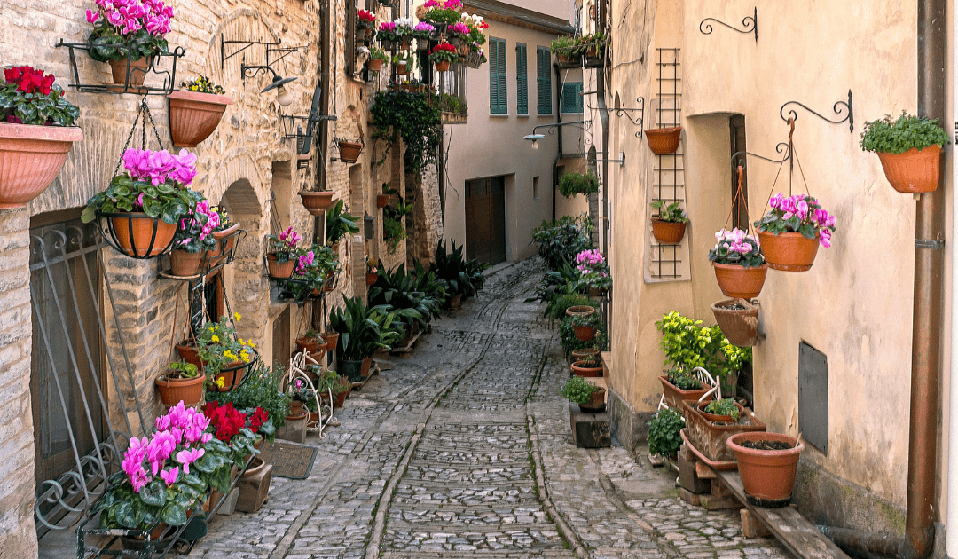 View down a side street in Umbria