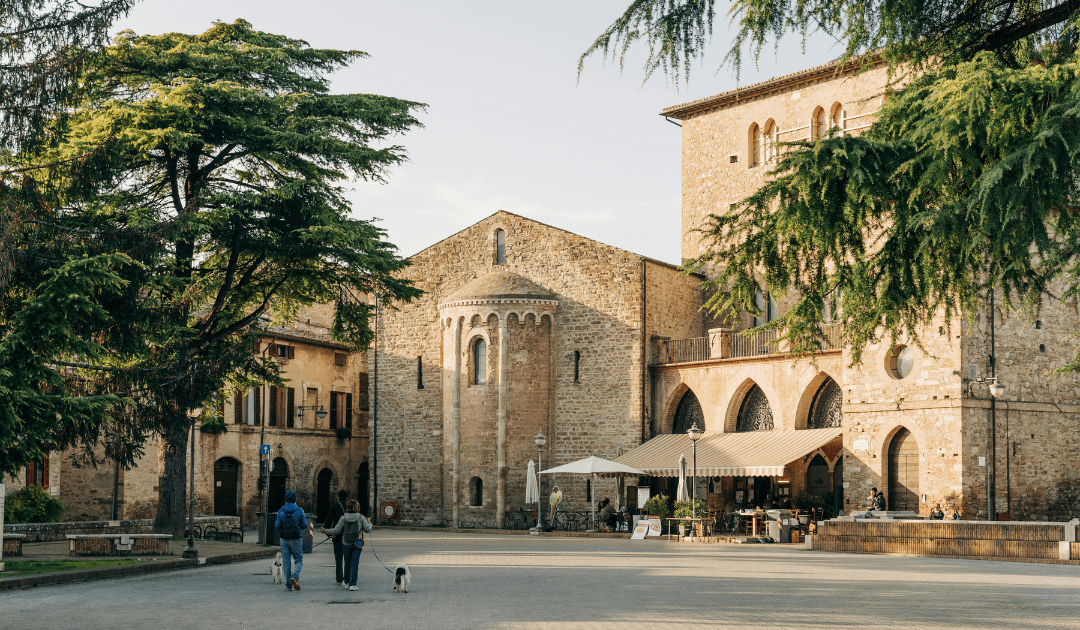 A piazza in a town in Umbria Italy