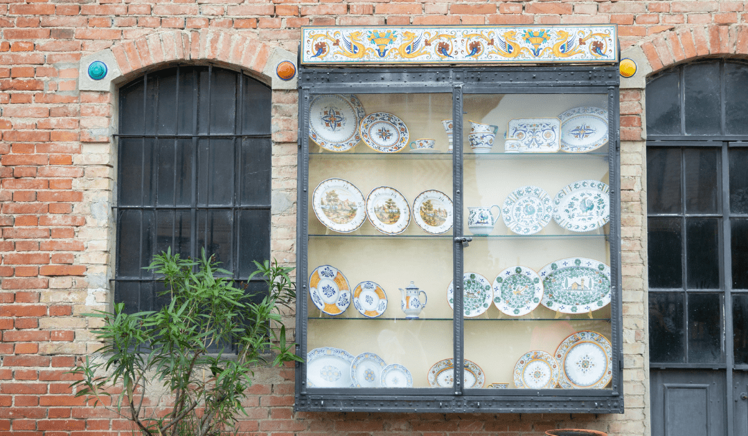 Pottery in a display in the town of Deruta Italy