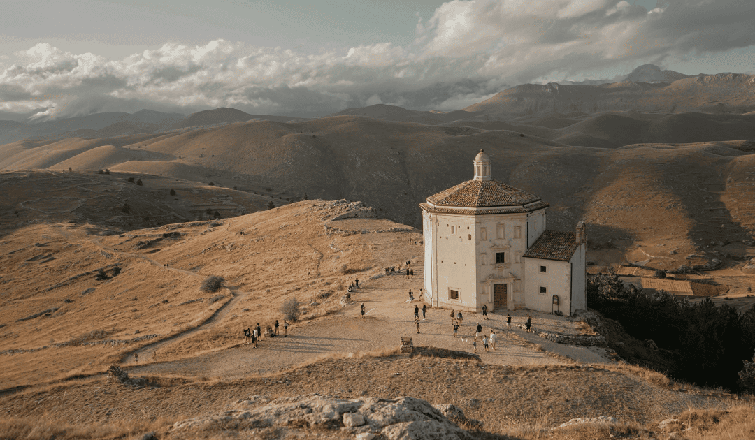 church in mountains in abruzzo italy